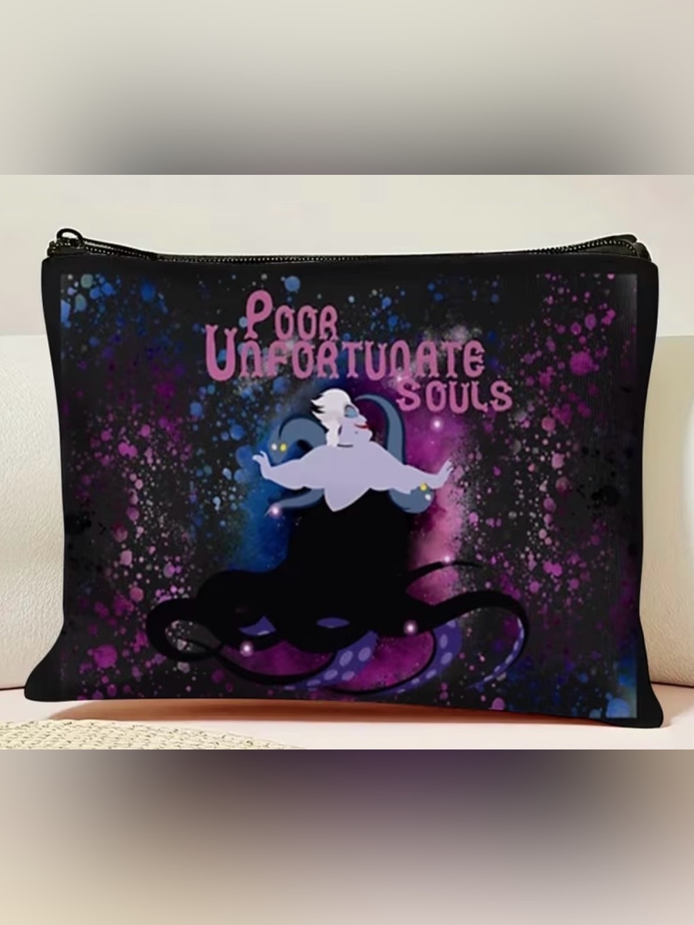NWOT-Ursula Poor Unfortunate Souls Dual-Sided Artwork Cosmetic Make-Up Bag